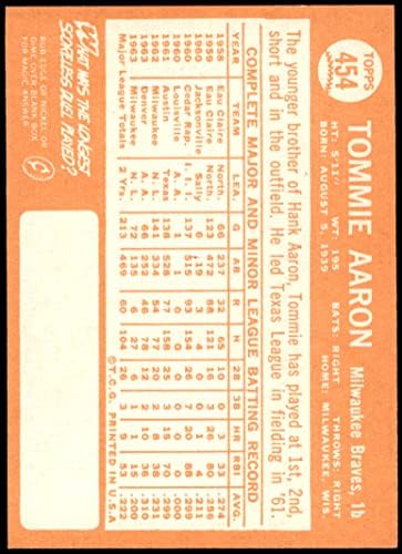 1964 Topps 454 Tommie Aaron Milwaukee Braves (Beyzbol Kartı) NM Braves