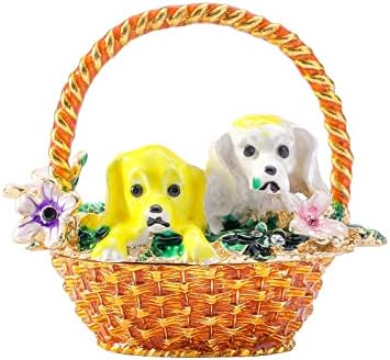 Sepet içinde Ingbear Kahverengi Köpek Heykelcik Menteşeli Biblo Kutuları, Anneler Günü için Benzersiz Hediye, El Kaplama