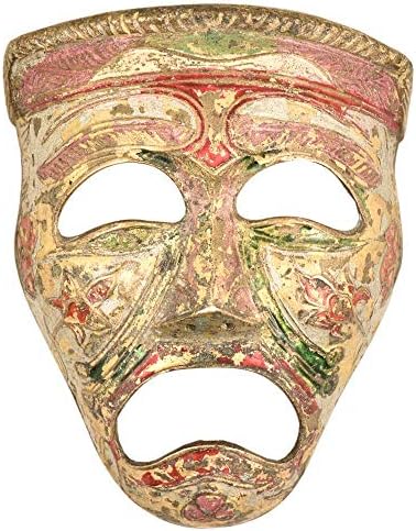 Hint Raf 1 Adet Vocalforlocal El Yapımı Antika Pirinç Renkli Duvar Asılı Trajedi Tiyatro Maskesi Duvar Kanca Askıları