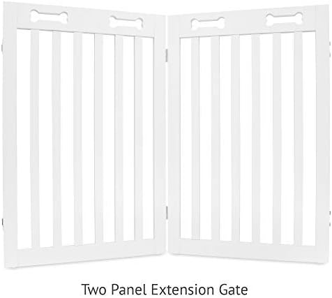 Arf Pets Bağımsız Köpek Kapısı, 2 Panel Uzatma, 360° yapılandırılabilir Ahşap Beyaz Çit, 40 Genişliğinde, 31,5 Boyunda,