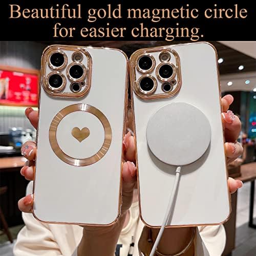 Weonmov for iPhone 13 Pro Kılıf MagSafe ile Uyumlu, Lüks Aşk Kalp Yumuşak Telefon Kılıfı, Tam Kamera Lens Koruması