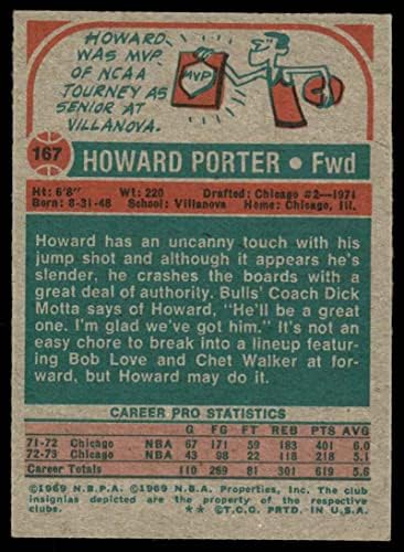 1973 Topps 167 Howard Porter Chicago Bulls (Basketbol Kartı) VG/ESKİ Bulls Villanova