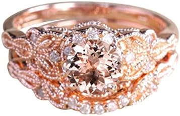 2023 Gül Altın Pırlanta Yüzük Seti Kadınlar için Nişan Yüzüğü Takı Hediyeler Rahat Yüzük (Gül Altın, 5)