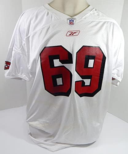 2002 San Francisco 49ers 69 Oyunu Verilen Beyaz Antrenman Forması 3X DP29084 - İmzasız NFL Oyunu Kullanılmış Formalar