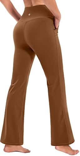 IUGA Crossover Flare Tayt Yüksek Belli Bootcut Yoga cepli pantolon Kadınlar için Karın Kontrol Egzersiz Bootleg Pantolon