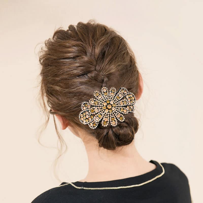 4 ADET Rhinestone Çiçek Saç Tokası Klipleri, Kadınlar için Saç Tokalarım, İnci Bahar saç tokası Aksesuarları Kadın