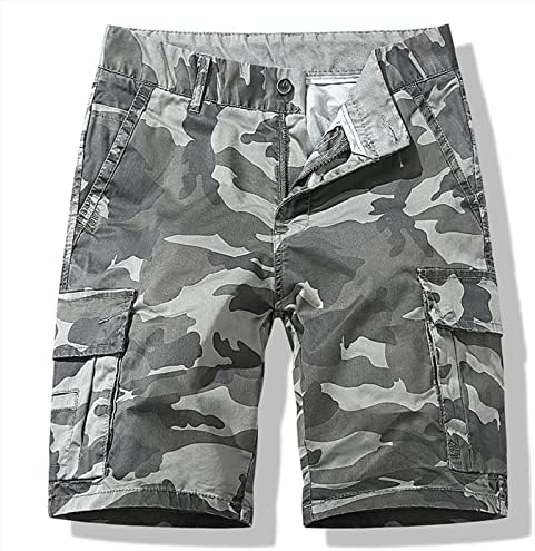 Ozmmyan Kargo Şort Erkekler için, yazlık pantolonlar Cep Fermuar Düğmeleri ile Katı Boş Zaman Takım kısa pantolon