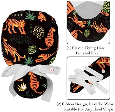 Çalışma Şapka Düğmeleri ve Kurdele Bağları Kadınlar için 2 Paket Soyut Doku Ayarlanabilir Unisex Cerrahi Kapaklar
