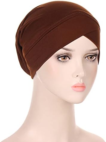4 Adet Düz Renk İç Başörtüsü Kapaklar Müslüman Alın Çapraz Türban Streç Başörtüsü Kadınlar için başörtüsü Başörtüsü
