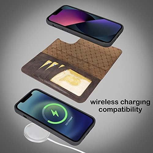Iphone 14 için BOULETTA Artı Kılıf Cüzdan Magsafe-RFID Kart Tutucu 3 Yuvaları ile Hakiki Deri Manyetik Ayrılabilir