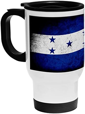 ExpressİtBest Beyaz Paslanmaz Çelik Kahve / Seyahat Kupası - Honduras Bayrağı (Honduras) - Rustik
