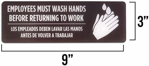 İki dilli el yıkama işareti-Çalışanlar işe dönmeden önce ellerini yıkamalıdır Umumi banyo işareti ingilizce ve ispanyolca-Dinlenme