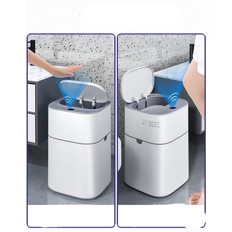 YJJDXDP Akıllı Banyo çöp tenekesi Otomatik Torbalama Akıllı Sensör Çöp Beyaz Elektrikli Fotoselli Kare Otomatik Kutusu