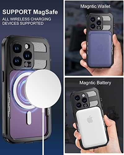 WİFORT iPhone 14 Pro Max Su Geçirmez Kılıf-Dahili [9H Temperli Cam] Ekran ve Kamera Lens Koruyucusu [MagSafe ile Uyumlu]