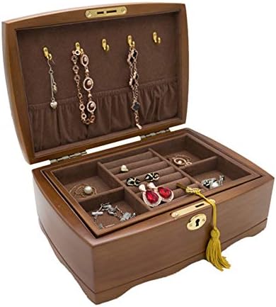 Lozse Mücevher Kutusu Ahşap Mücevher Kutusu Kilit ile Çin Vintage El Takı Takı Saklama Kutusu Mücevher Kutusu