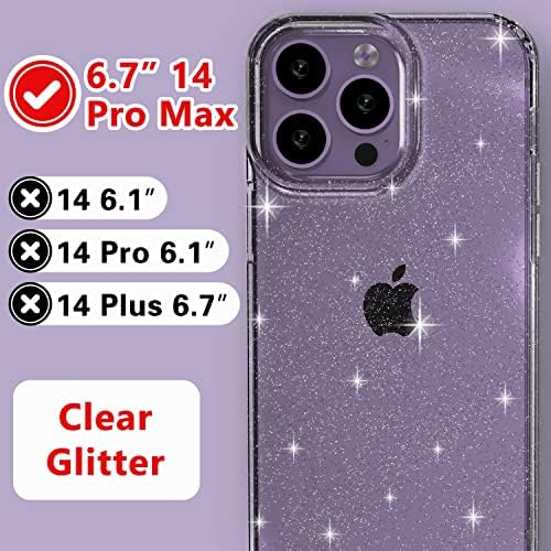 OKP 3 in 1 için iPhone 14 Pro Max Durumda, Ekran Koruyucu ile / Kamera Lens Koruyucu Temizle Glitter Sparkly Bling