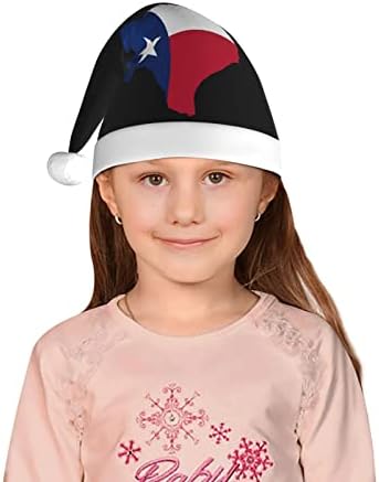 CXXYJYJ Texas Bayrağı Harita Santa Şapka Çocuklar noel şapkaları Peluş Noel Şapka Noel Yeni Yıl Tatil Festivali parti