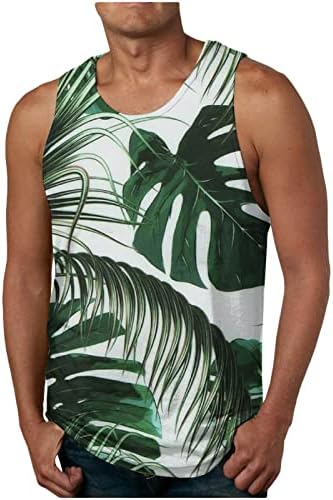 Erkek Çiçek Tankı Üstleri Yaz Rahat Kolsuz Gevşek Yenilik T-Shirt Egzersiz Spor Kas Gömlek Hawaii Plaj Tankları