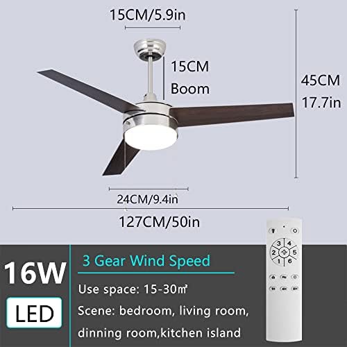 IBalody şerit endüstriyel fan ışık 50in 3 dişli rüzgar hızı tavan fanı ışık yemek odası yatak odası oturma odası tavan