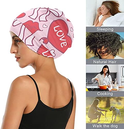 Kafatası Kap Uyku Kap Çalışma Şapka Bonnet Beanies Kadınlar için Aşk sevgililer Günü Uyku Kap Çalışma Şapka Saç Şapkalar