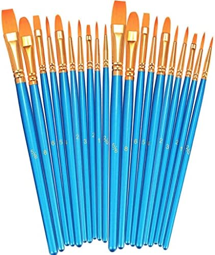 LUKEO 20 adet boya fırçası Seti Yuvarlak Sivri Ucu Boya Fırçaları Naylon Saç Sanatçısı Akrilik Yağ Suluboya (Renk: