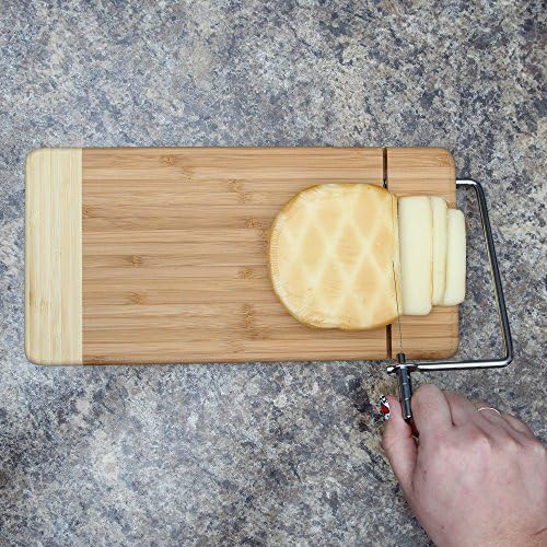 Ev - X-Bambu Peynir Kesme Tahtası ile Paslanmaz Çelik Tel Peynir Dilimleme, Nihai İki-İn-One Mutfak Aletleri ile Küçük