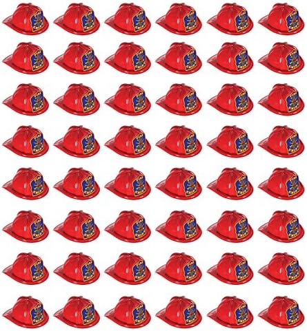 Beistle 66777-27 48 Parça Plastik İtfaiye Şefi Şapkaları Orta Boy, Kırmızı