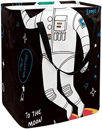 Dinozor Astronot Uzay Komik Baskı Katlanabilir çamaşır Sepeti, 60L Su Geçirmez çamaşır sepetleri Çamaşır Kutusu Giysi