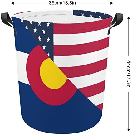 Amerikan ve Colorado Eyalet Bayrağı çamaşır sepeti Sepet Çanta Çamaşır Kutusu saklama çantası Katlanabilir Uzun Kolları