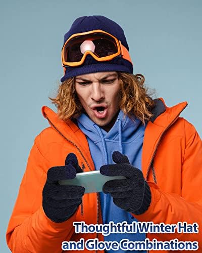 Pürüzlü Adet Kış Bere Şapka Ağız ve Dokunmatik Ekran Eldiven Seti Sıcak örgü bere Erkekler Kadınlar için Açık, 4 Renk