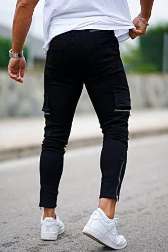 GİNGTTO Skinny Jeans Erkekler için Streç Slim Fit Ripped Sıkıntılı