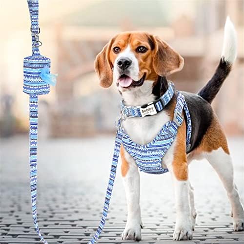 WALNUTA Kişiselleştirilmiş Naylon köpek tasması Tasma Koşum kaka torbası seti Ayarlanabilir Baskılı köpek tasmaları
