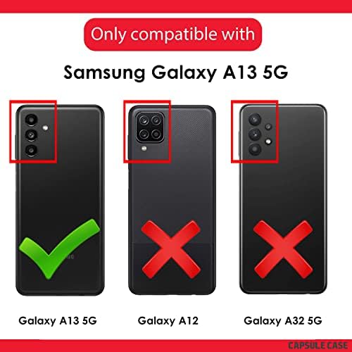 Galaxy A13 5G için Uyumlu Kapsül Kılıfı [Darbeye Dayanıklı Kickstand Kemer Klipsi Kılıfı Sağlam Kılıf Siyah Telefon