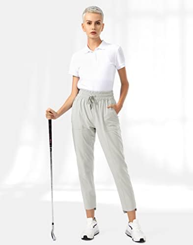 Obla kadın Hafif Golf Pantolon Fermuarlı Cepler ile Yüksek Belli Rahat Parça Çalışma Ayak Bileği Pantolon Kadınlar