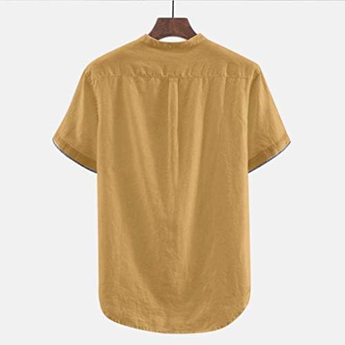 RTRDE erkek Gömlek Baggy Katı Pamuk Keten Kısa Kollu Düğme Artı Boyutu T Shirt Bluz Gömlek Tops