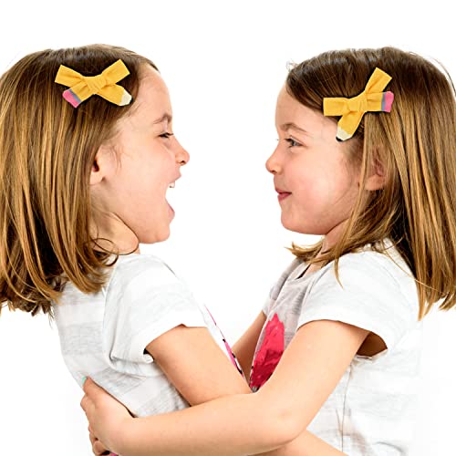 AIEX 6 adet Kalem saç fiyonkları Klipleri, Sarı Kalem Yay Okula Dönüş saç fiyonkları Kızlar Çocuklar için Anaokulu