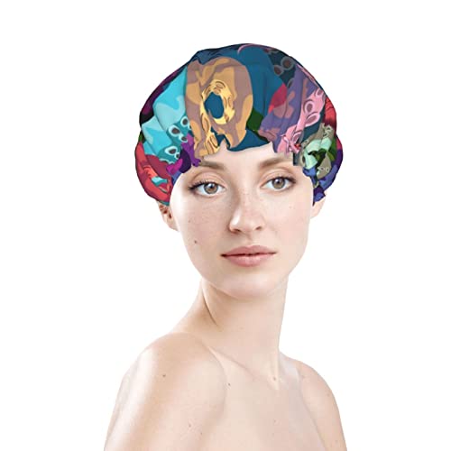 Kadınlar Kullanımlık Streç Hem Saç Şapka Renkli Gökkuşağı Ahtapot Çift Katmanlar Su Geçirmez Duş Başlığı banyo bonesi