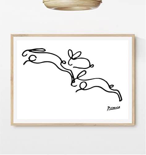 Duvar Sanat Dekorasyon Picasso Çizilmiş Çizgiler Çizim Posteri Baskılar 1 (Tavşanlar Çizgi çizim hayvanlar sanat Pablo