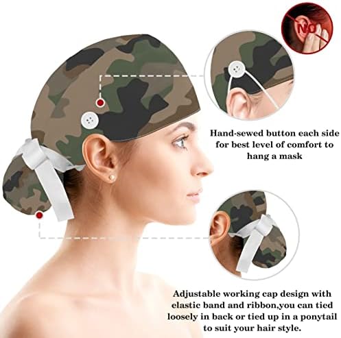 Pembe Camo Askeri Çalışma Kap Düğmesi ve Ter Bandı Fırçalama Şapkalar Kadınlar için Uzun Saç, Unisex Kravat Geri Şapka