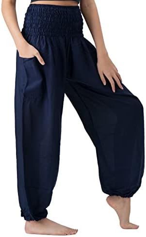 B BANGKOK PANTOLON Harem pantolon Kadın Yoga Boho Giysileri Cepli