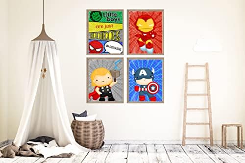 Küçük Çocuklar Sadece Süper Kahramanlar Disguise Odası Duvar Sanatı Baskılar Dekor (Dört Set) dekorasyon Duvar Asılı