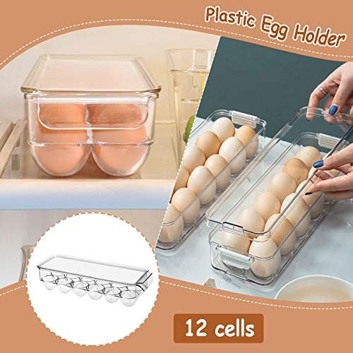 Seaintheson 24 Izgara Yumurta saklama kutusu, Kapaklı Plastik Buzdolabı Yumurta Tepsileri, Ev Mutfak Şeffaf Kutu