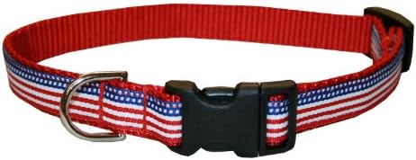 XSmall Amerikan Bayrağı köpek tasması: 1/2 Geniş, Ayarlar 6-12 - Made in USA