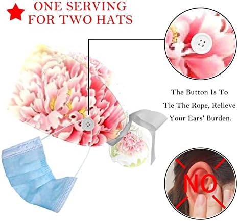 2 Paket Yılan ve Çiçek Hemşire Fırçalama Kapaklar Kadınlar Uzun Saç, Ayarlanabilir Kravat Geri Kafatası Şapka, bir