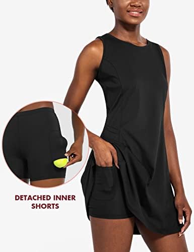 BALEAF kadın Tenis Golf elbise kolsuz iç şort 4 cepler egzersiz egzersiz için