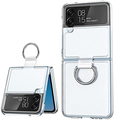 Samsung Galaxy Z Flip 4 için Qoosea Halkalı Şeffaf Kılıf İnce Şeffaf Kristal Kapak Şeffaf Çizilmeye Dayanıklı Hafif