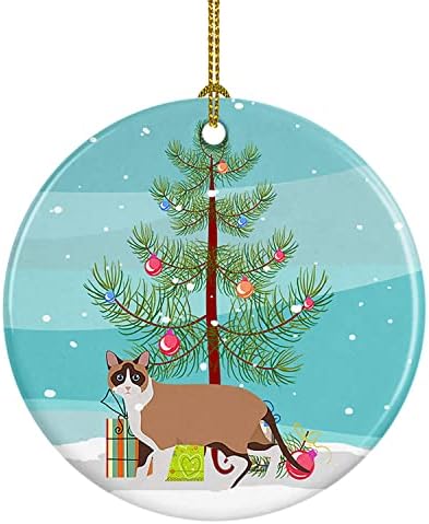 Caroline's Treasures CK4719CO1 Kar Ayakkabısı Kedi Merry Christmas Seramik Süsleme, Noel Ağacı Süsleri, Noel için