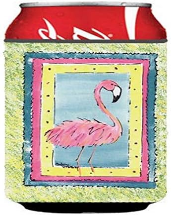 Caroline's Treasures 8106-ACC Bird-Flamingo Can veya Bottle Hugger, Can Cooler Sleeve Hugger Makinede Yıkanabilir