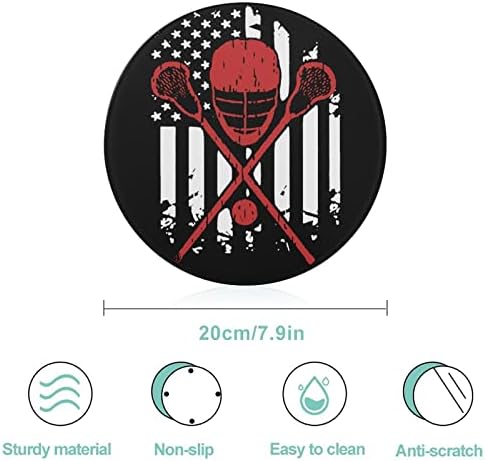 Lacrosse Amerikan Bayrağı Cam Kesme Tahtaları Yuvarlak doğrama tahtası Kişiselleştirilmiş Özel Kesim Paspaslar Mutfak