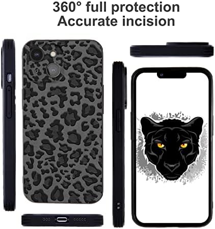 DQCUTE iPhone için kılıf 14 Artı,Sevimli Siyah Leopar Çita Desen Tasarımı,Sert Sağlam Hafif İnce Darbeye Dayanıklı